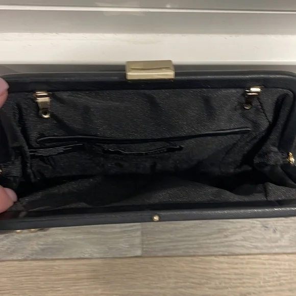 Excellent Condition WHBM Clutch/Shoulder Black Grommet Studded Bag - Picture 5 of 10